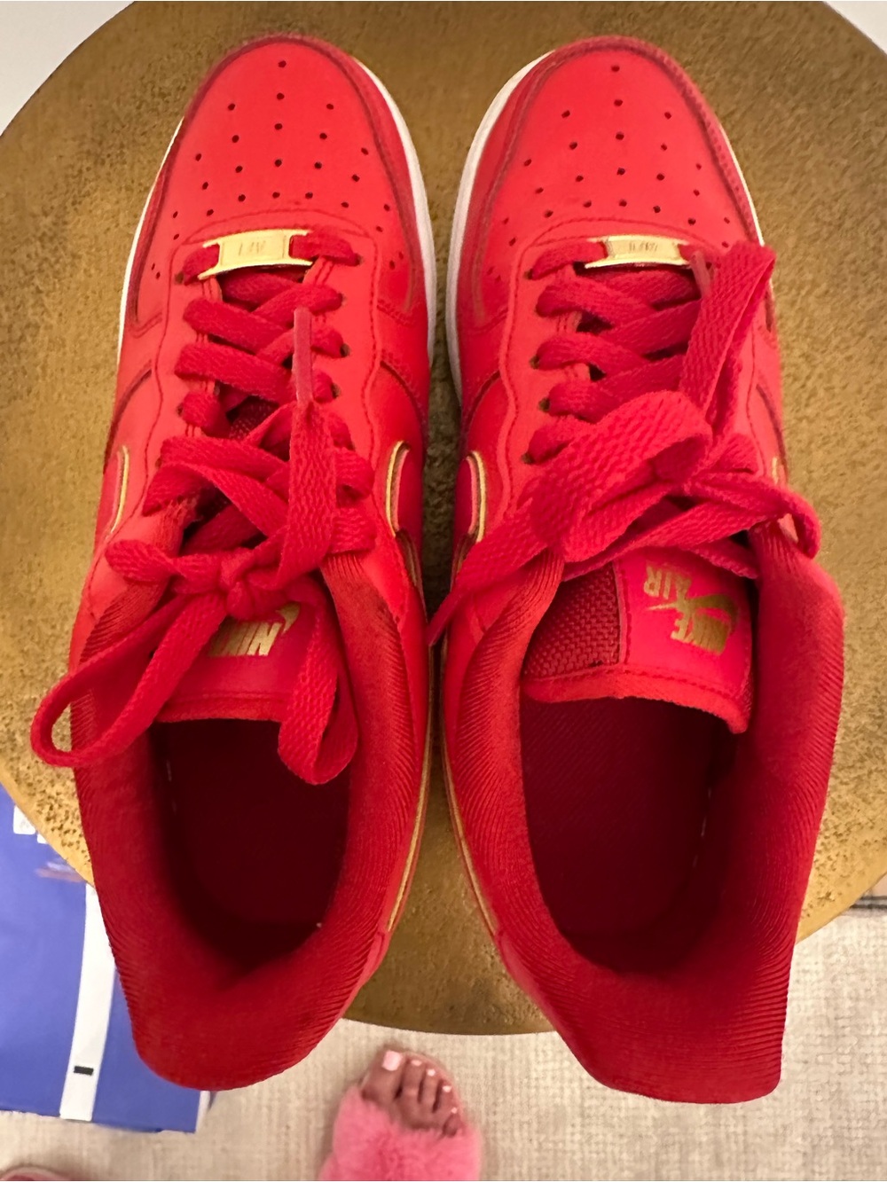 Women’s Nike Air Force 1 Low “Red Gold Swoosh” Size 7.5 - Picture 6 of 7